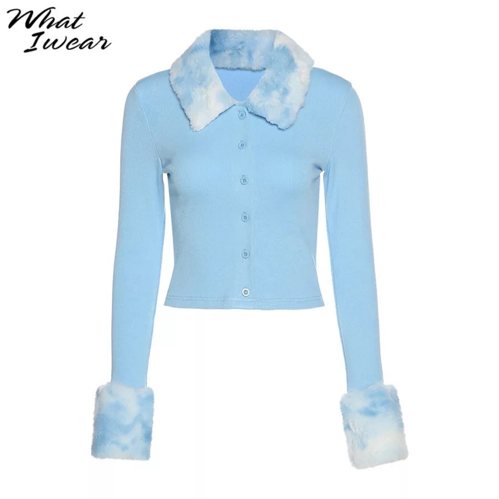 Y2K Fur Button up Cardigan